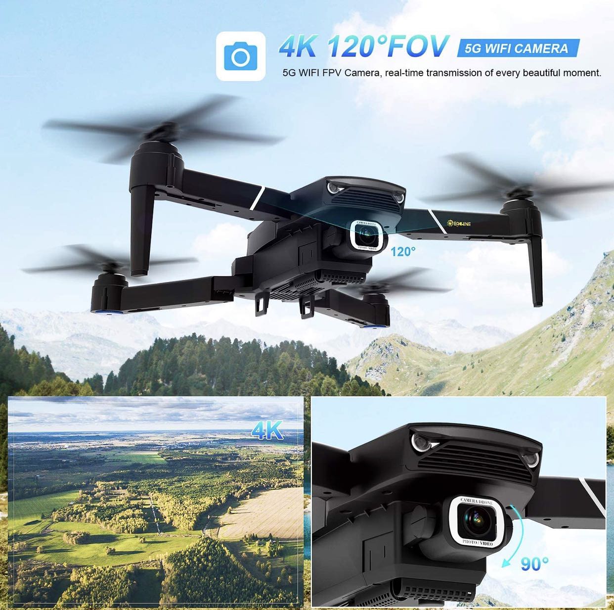 PL EACHINE E520 Drone Quadcopter GPS WIFI FPV With 4K HD Camera 16mins Flight Time Foldable RC Drone Quadcopter Black Photography Drones on Carousell