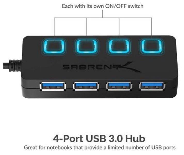 Sabrent USB De 4 Puertos 3.0 Hub Con Interruptores Individuales De Energía Y LEDs (HB-UM43 - Foto 10
