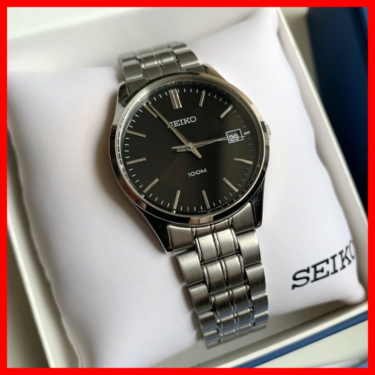 Seiko black discount face watch