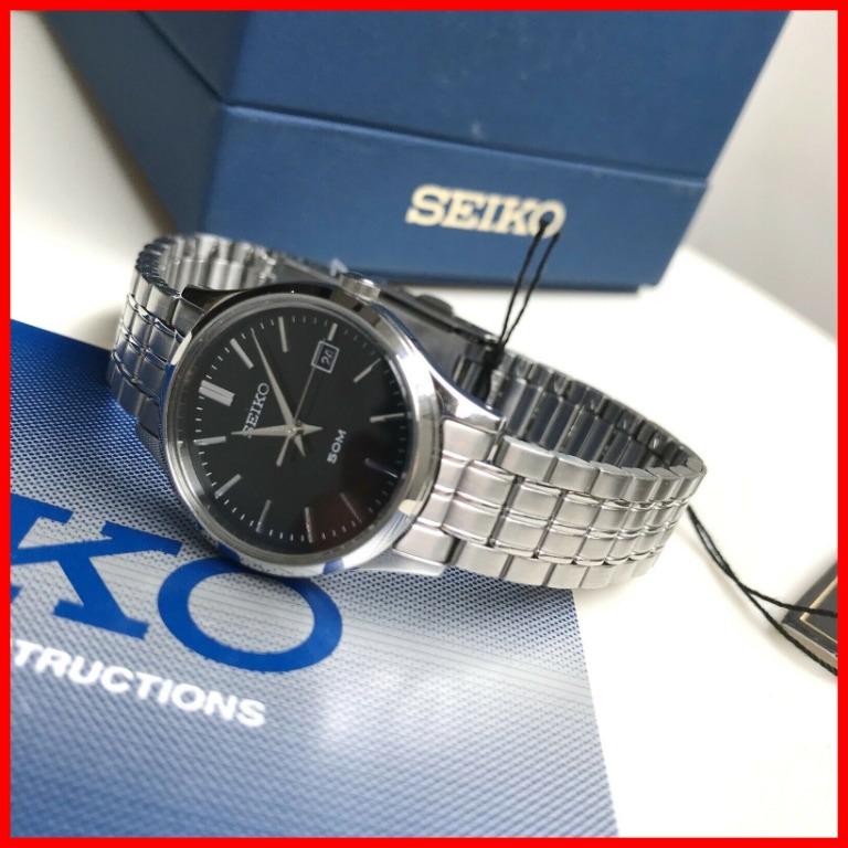 Seiko Date Black Face Silver Stainless Steel Women Watch, Women's Fashion,  Watches & Accessories, Watches on Carousell