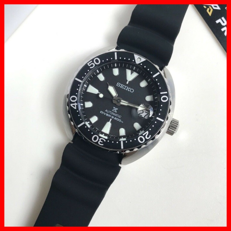 Seiko Mini Turtle Prospex Automatic Diver Black Dial Rubber Strap Men ...