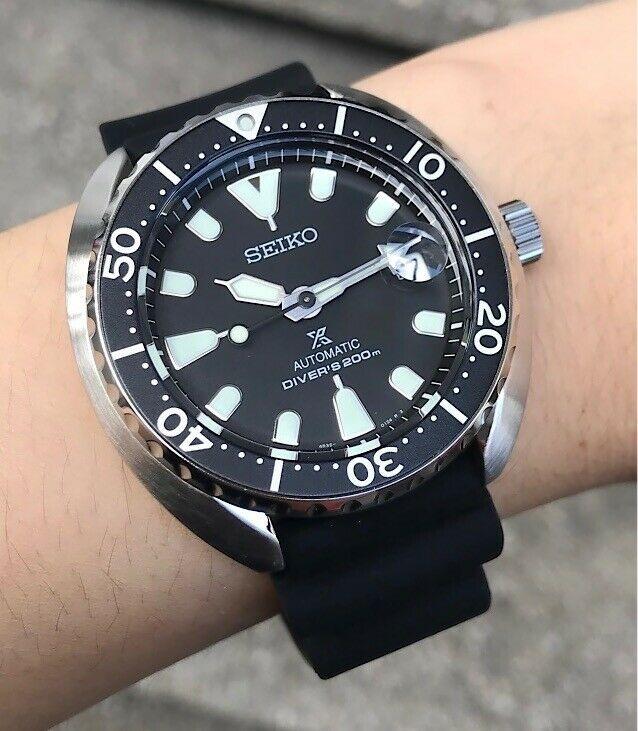 Seiko Mini Turtle Prospex Automatic Diver Black Dial Rubber Strap Men ...