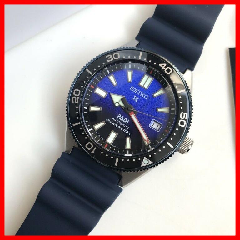 seiko men's prospex automatic diver silvertone watch with blue bezel