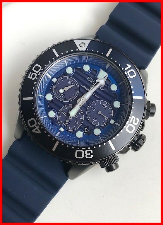Seiko Prospex Solar Diver Chronograph Save The Ocean Blue Rubber