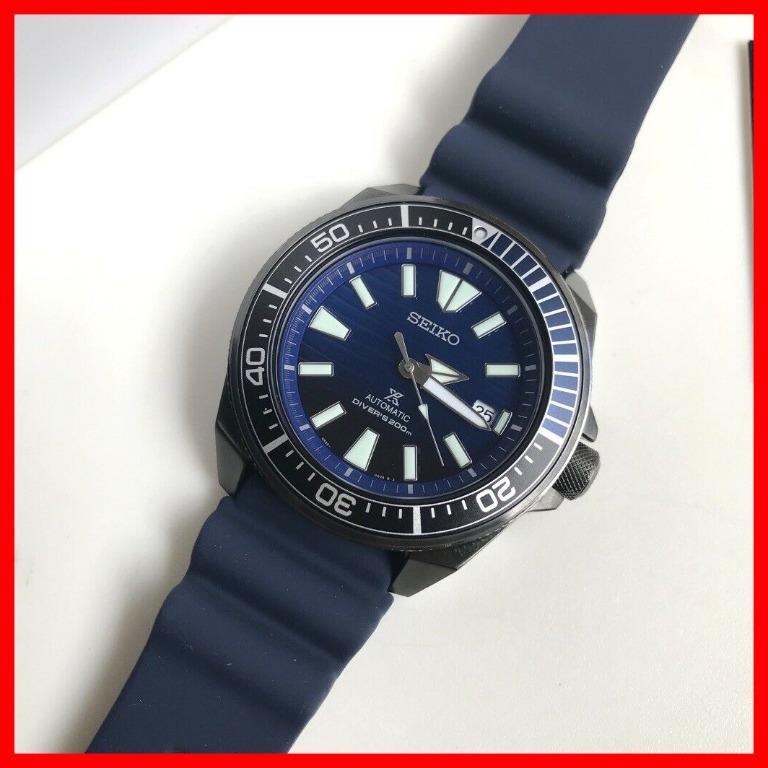 Seiko Samurai Save the Ocean Automatic Diver Blue Dial Rubber Strap Men Watch