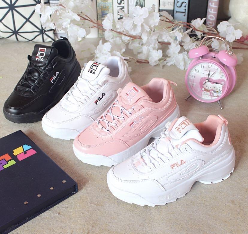 SNEAKER SHOES FILA STYLE AESTHETIC PINK 