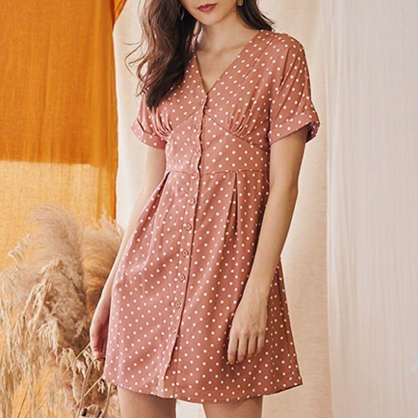 pink dotted dress