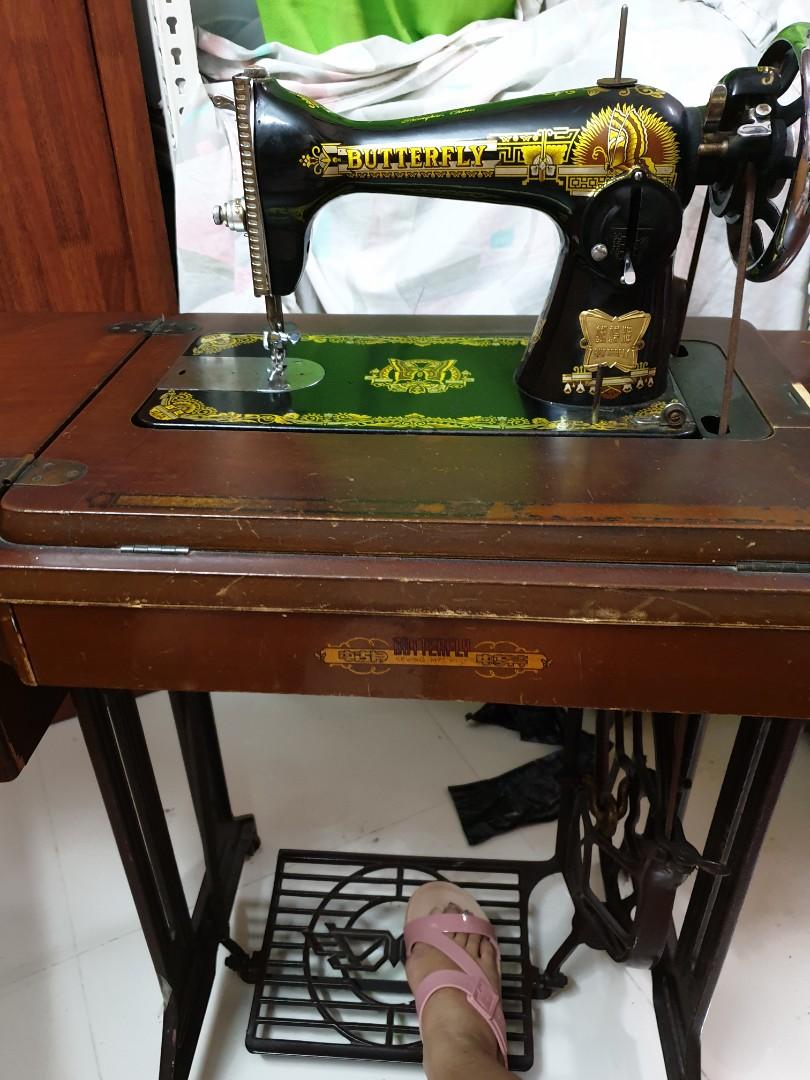 Vintage Butterfly Sewing Machine, Furniture & Home Living, Furniture, Tables & Sets on Carousell