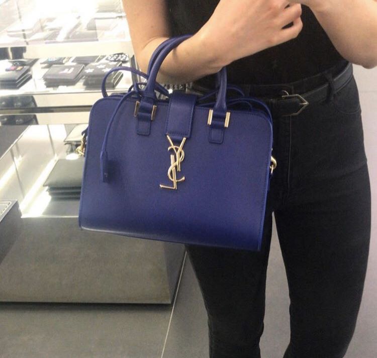 YSL Cabas Monogram Blue BABY SIZE, Luxury, Bags & Wallets on Carousell