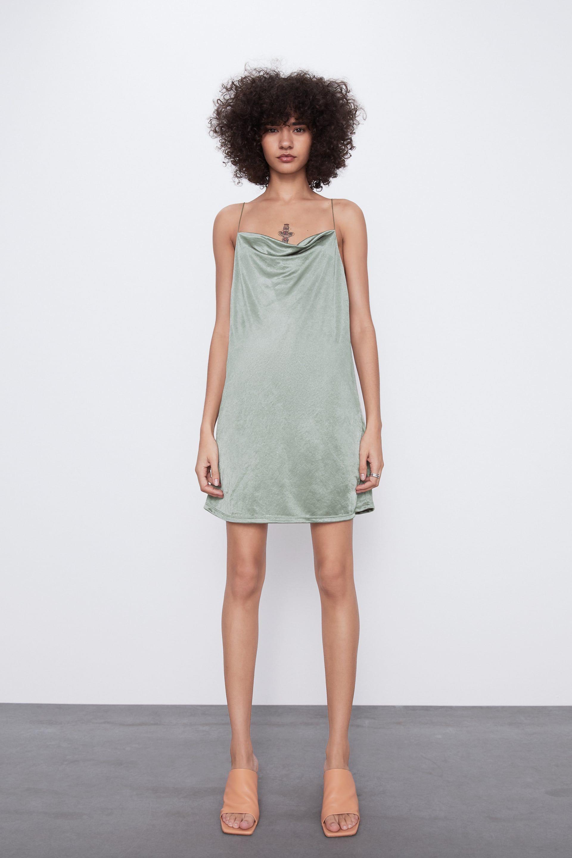 green slip dress zara