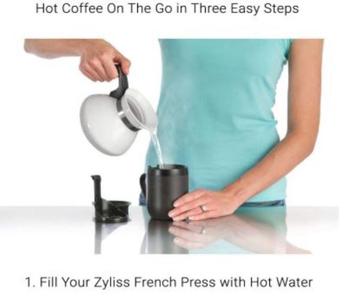 Zyliss French Press Hot Brew Coffee Tea Travel Mug, Furniture & Home
