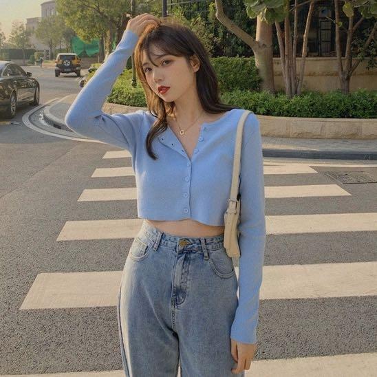 button up crop top cardigan