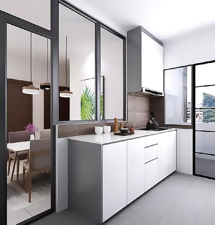8ft Side Bottom 2ft Top Kitchen Cabinet With Quartz Countertop