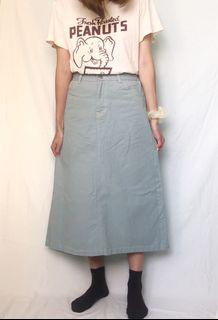 韓國 in a stone 藍色 女裝 綿質 中長裙 文青 工裝made in korea woman blue skirt dress boylish sale top