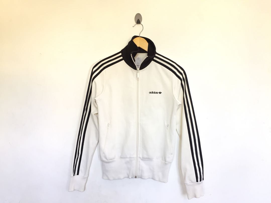 adidas white jacket with black stripes