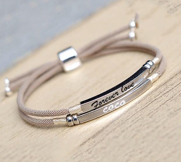 Engrave Letters Stainless Steel Bracelets 5 Colors Rope Gifts For
