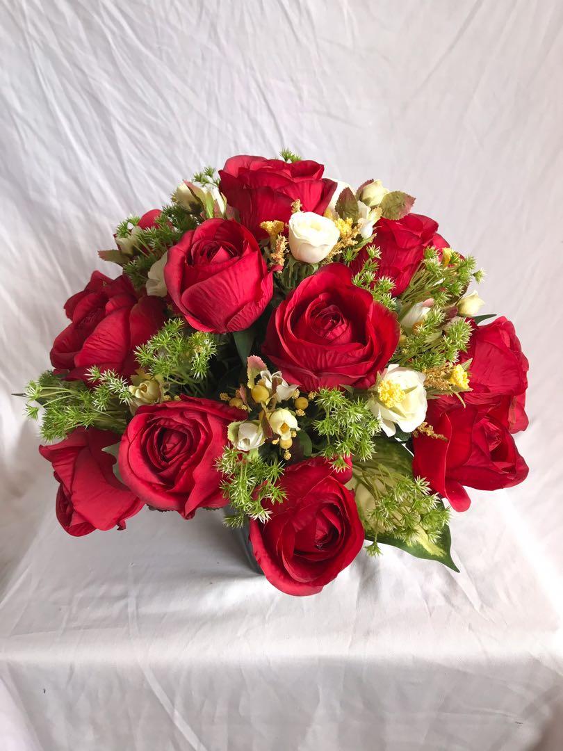 Artificial Flower Arrangement in pot, Furniture & Home Living, Home