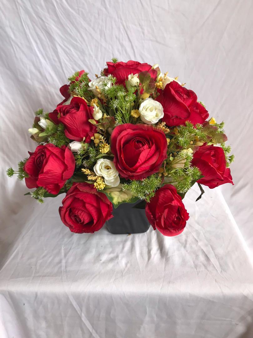 Artificial Flower Arrangement in pot, Furniture & Home Living, Home