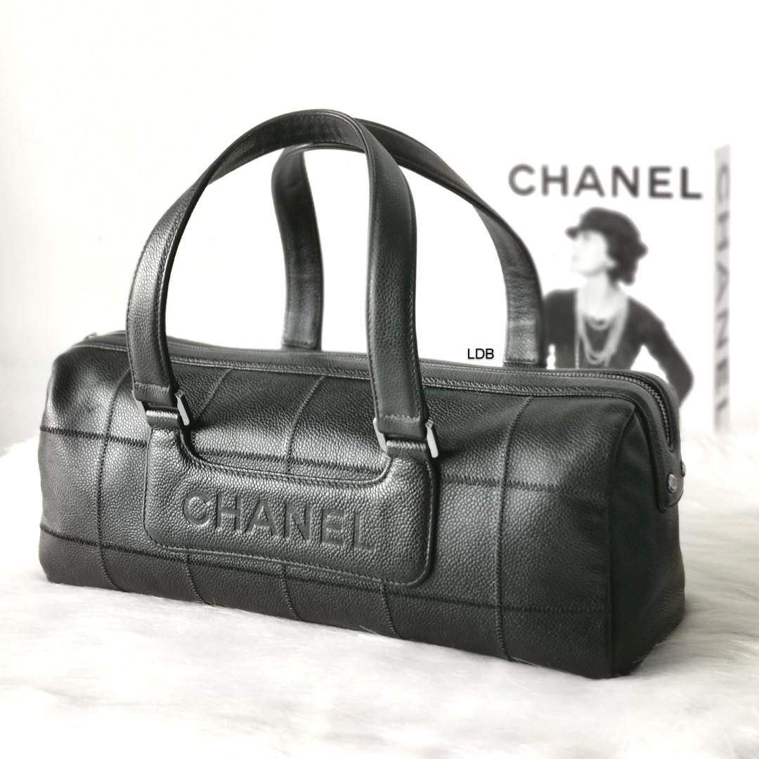 Authentic Chanel Black Caviar Tote Bag Silver Hardware Luxury