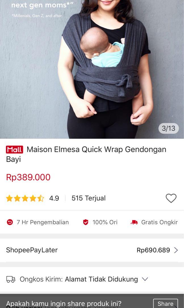 Gendongan Maison Elmesa Quick Wrap Bayi Anak Kereta Kursi Goyang Gendongan Bayi Di Carousell