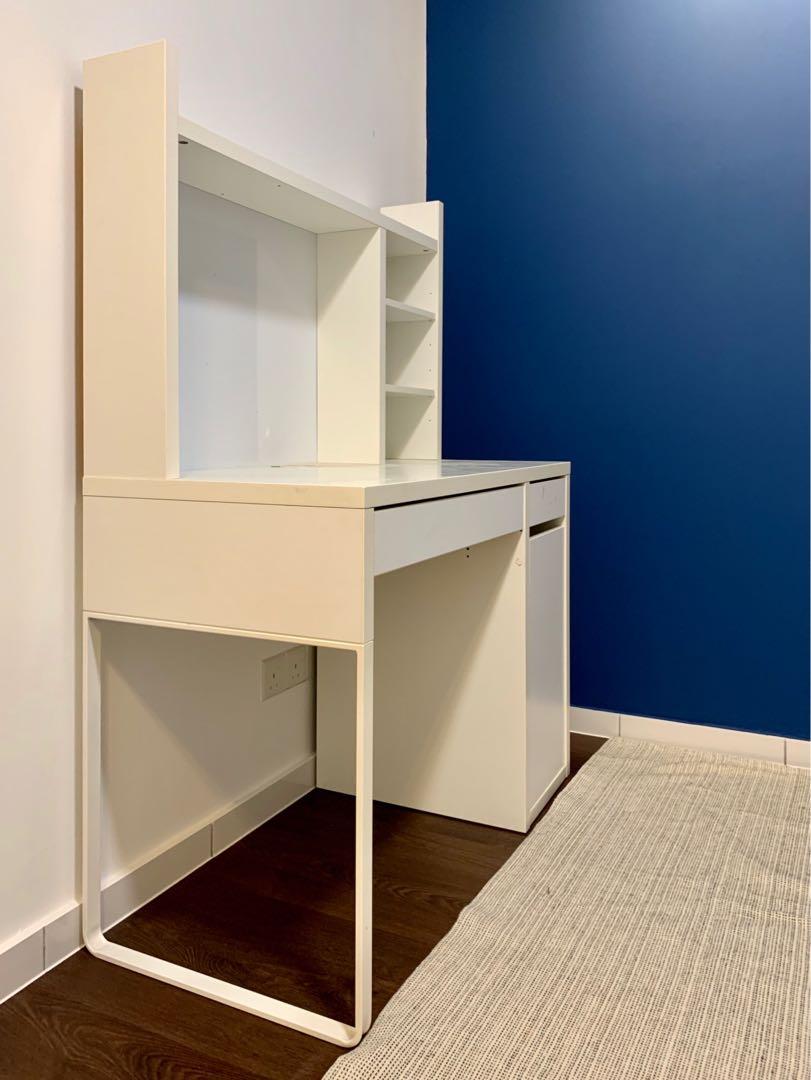 IKEA Micke Desk with AddOn Shelf, Furniture & Home Living, Furniture