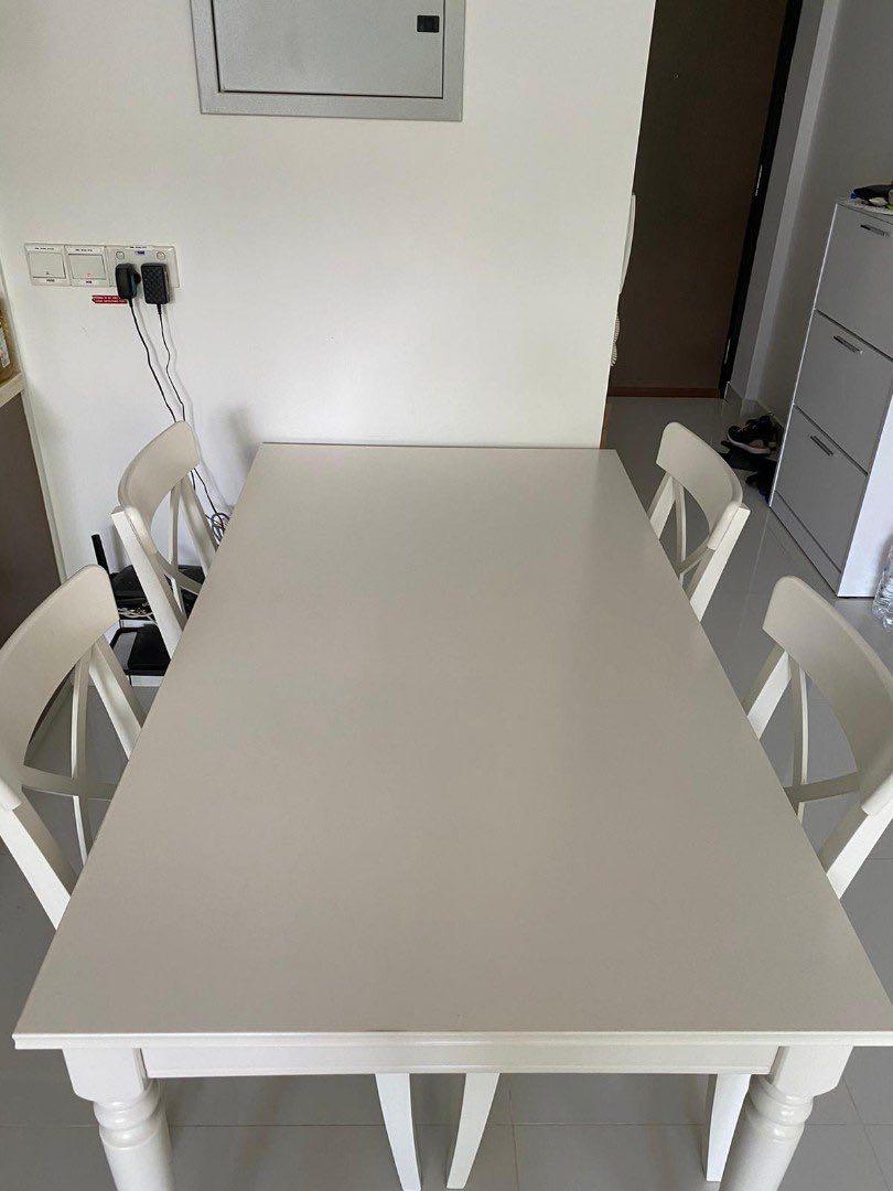 Ikea White Dining Table Set, Furniture & Home Living, Furniture, Tables
