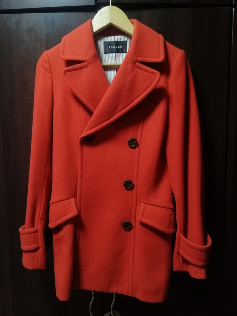 JAEGER Red Wool Coat, Women's Fashion, Coats, Jackets and Outerwear on ...