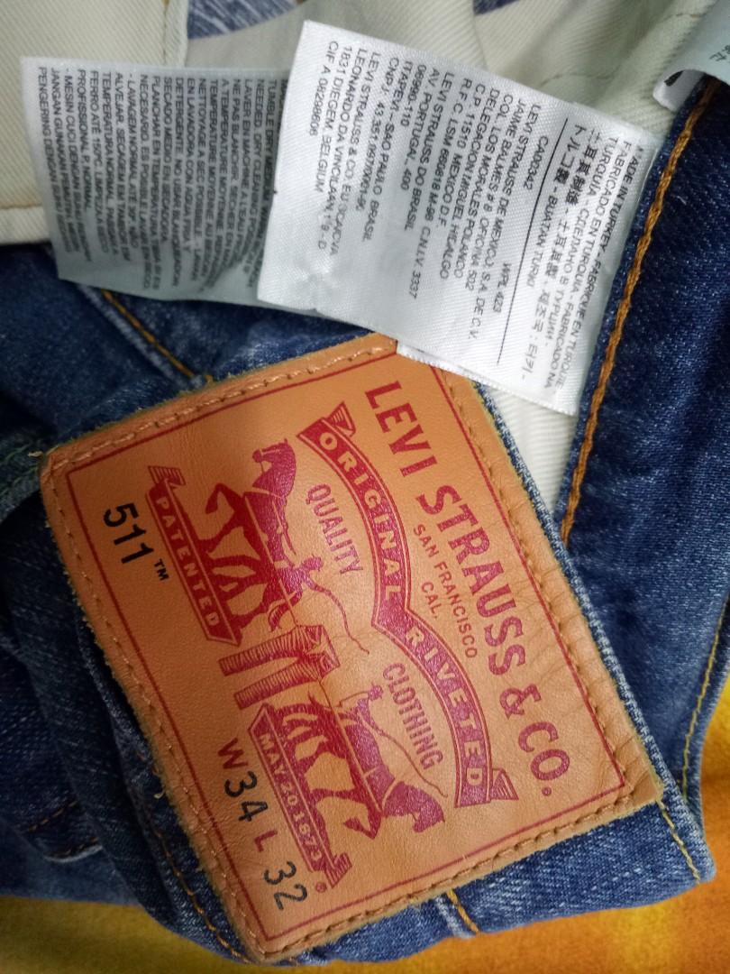 Levis 511, W34L32, selvedge(kepala kain), made in turkey., Men's Fashion,  Bottoms, Jeans on Carousell