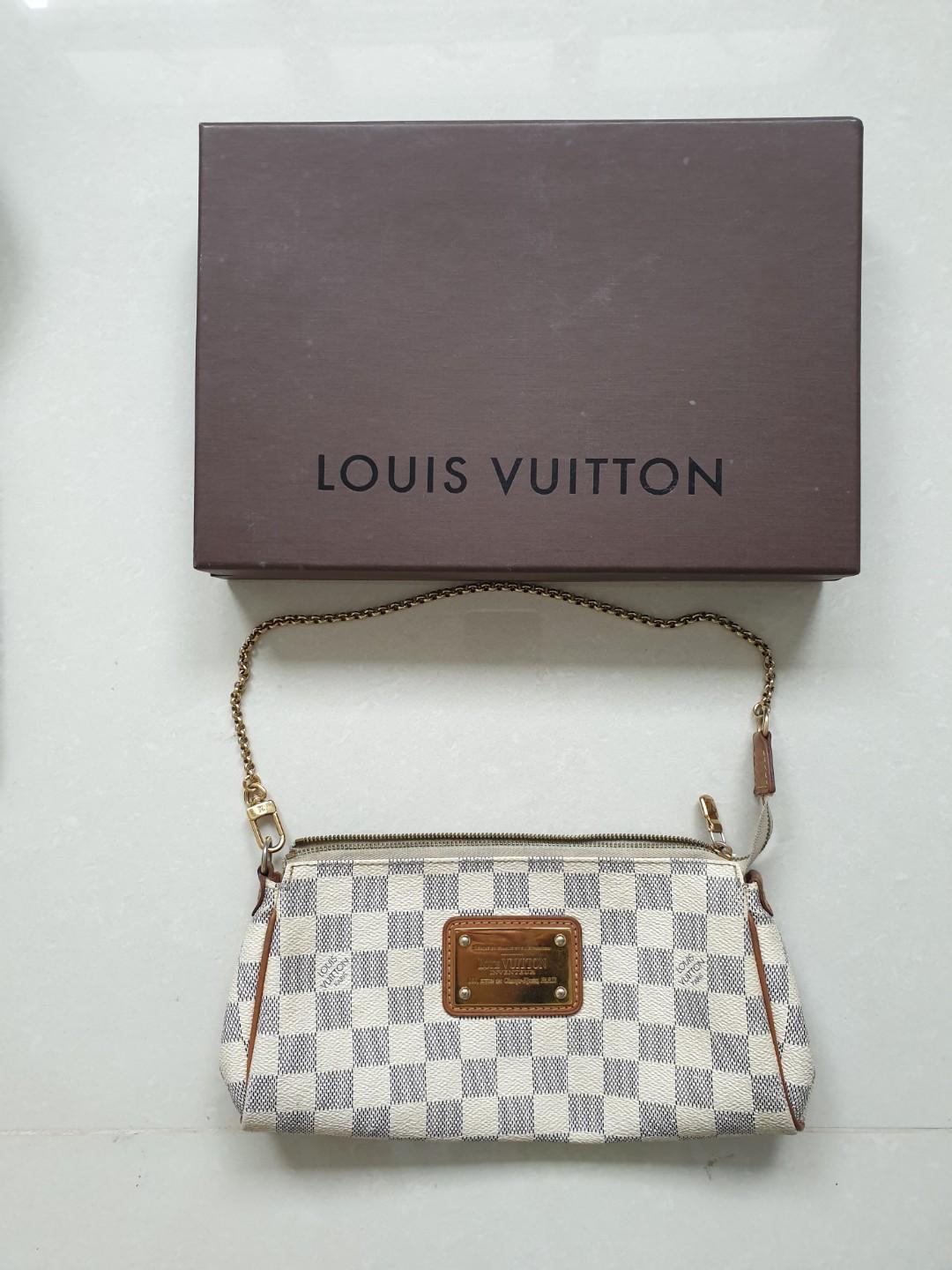 LOUIS VUITTON Damier Azur Eva Clutch Bag with Shoulder Strap 2009