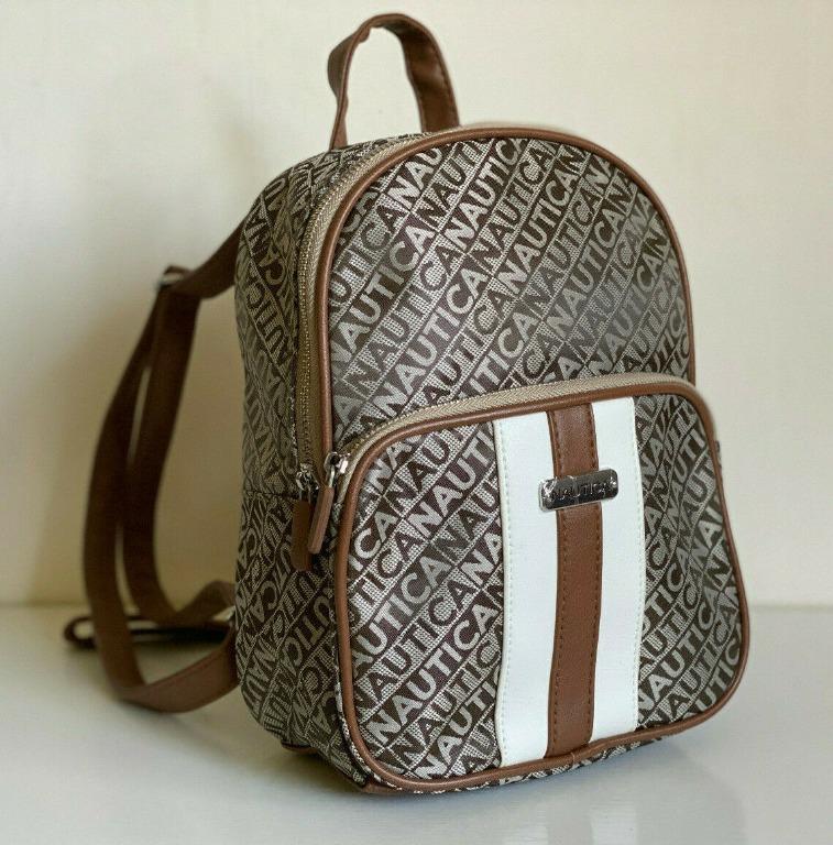 NEW NAUTICA LAKESIDE KHAKI BROWN SIGNATURE LOGO TRAVEL BACKPACK BAG Women s Fashion Bags Wallets Backpacks on Carousell