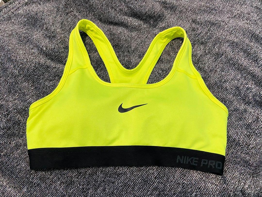 Nike Pro Indy Strappy Bra In Neon Yellow