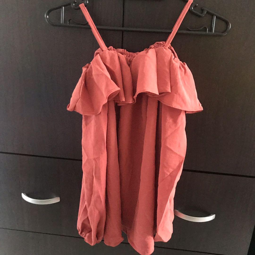 spaghetti strap long sleeve top