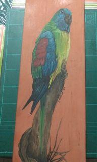Parrot oil painting in wood cod payment