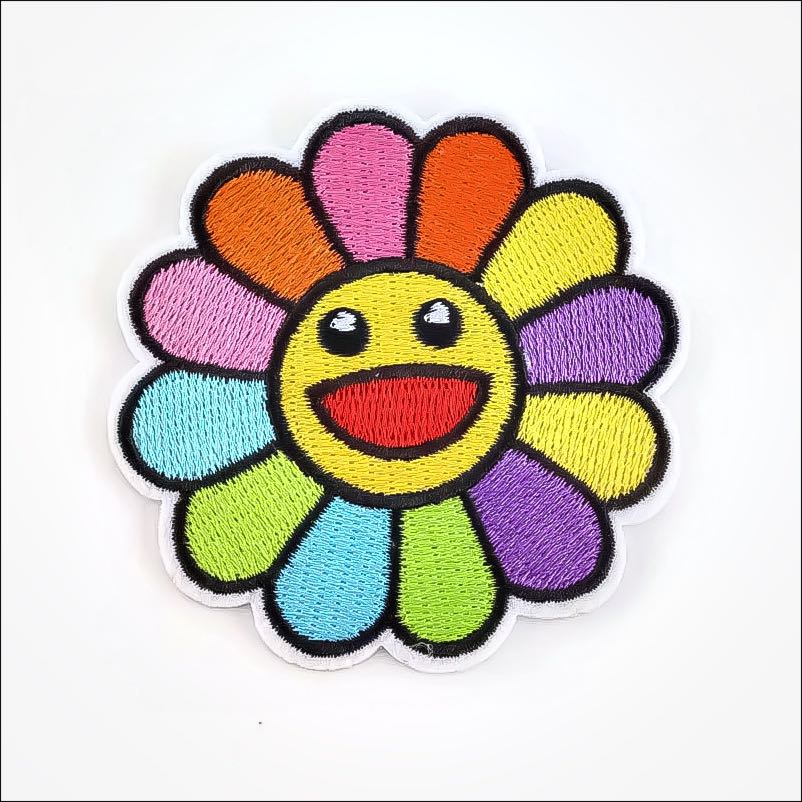 (Patch) Kaws Takashi Murakami Rainbow Sunflower Design Iron On, Design ...