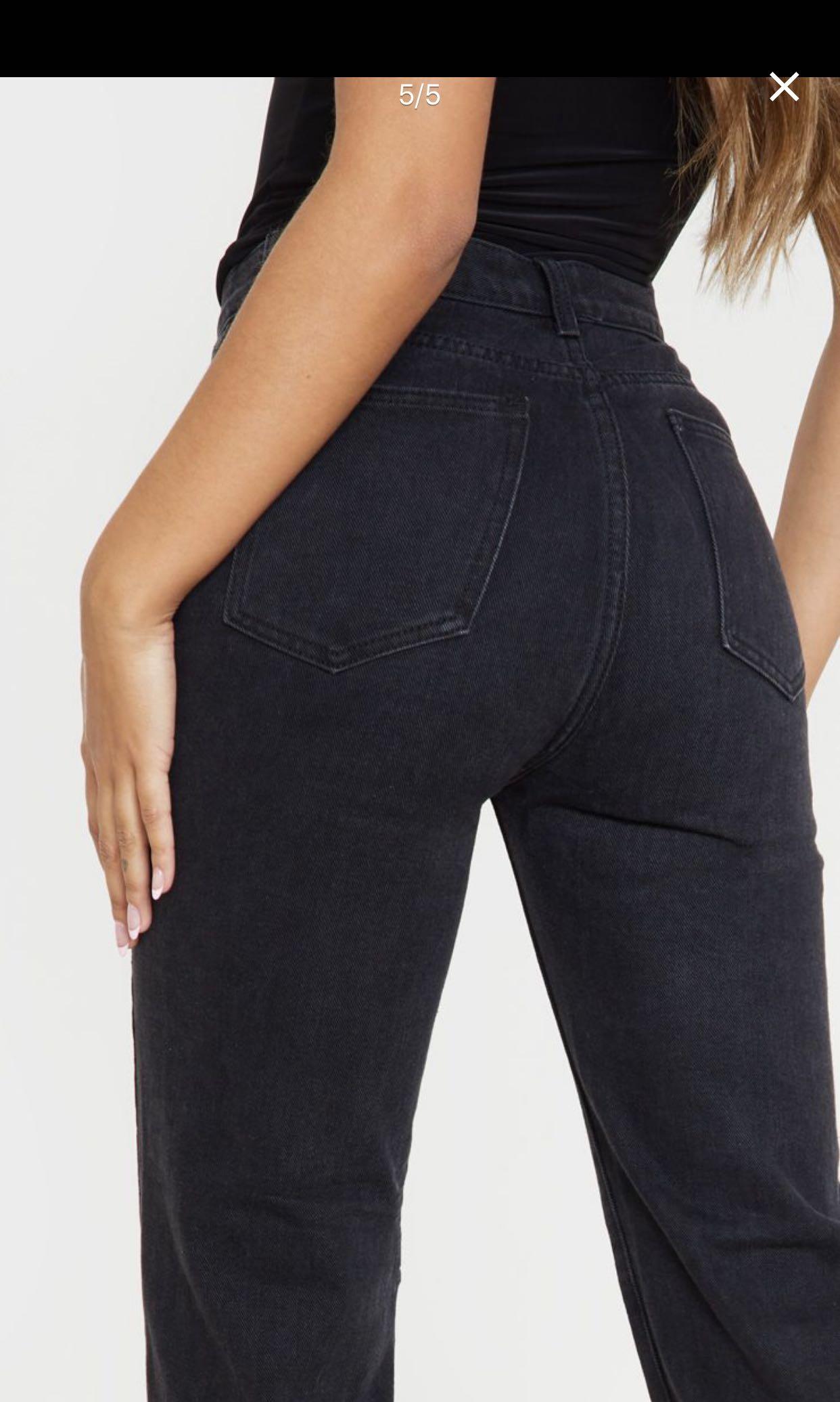 Straight leg jeans women black Clearance