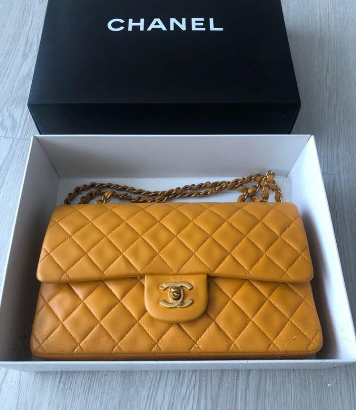 Chanel top mustard bag