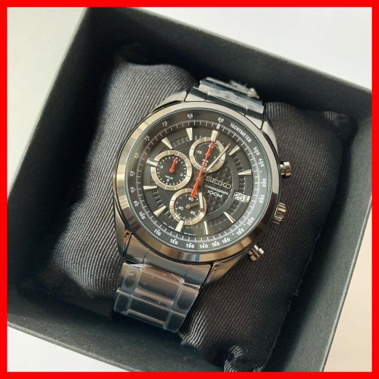 Seiko Chronograph Black Dial Black Stainless Steel Men Watch, Men's  Fashion, Watches & Accessories, Watches on Carousell