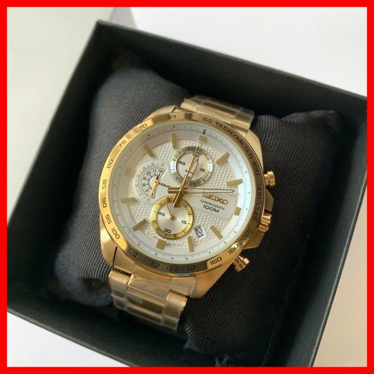 Seiko Chronograph Tachymeter Gold Stainless Steel Men Watch, Men's Fashion,  Watches & Accessories, Watches on Carousell