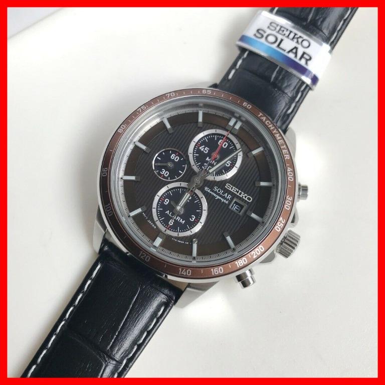Seiko Solar Chronograph Tachymeter Copper Dial Black Leather Strap Men  Watch, Men's Fashion, Watches & Accessories, Watches on Carousell