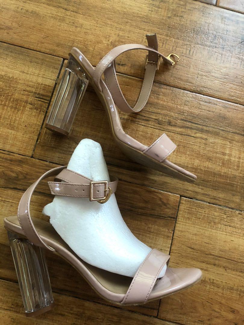 nude glass heels