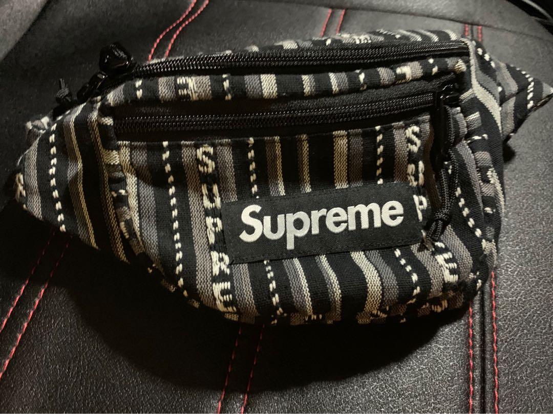Supreme Woven Stripe Waist Bag black, 名牌, 手袋及銀包- Carousell