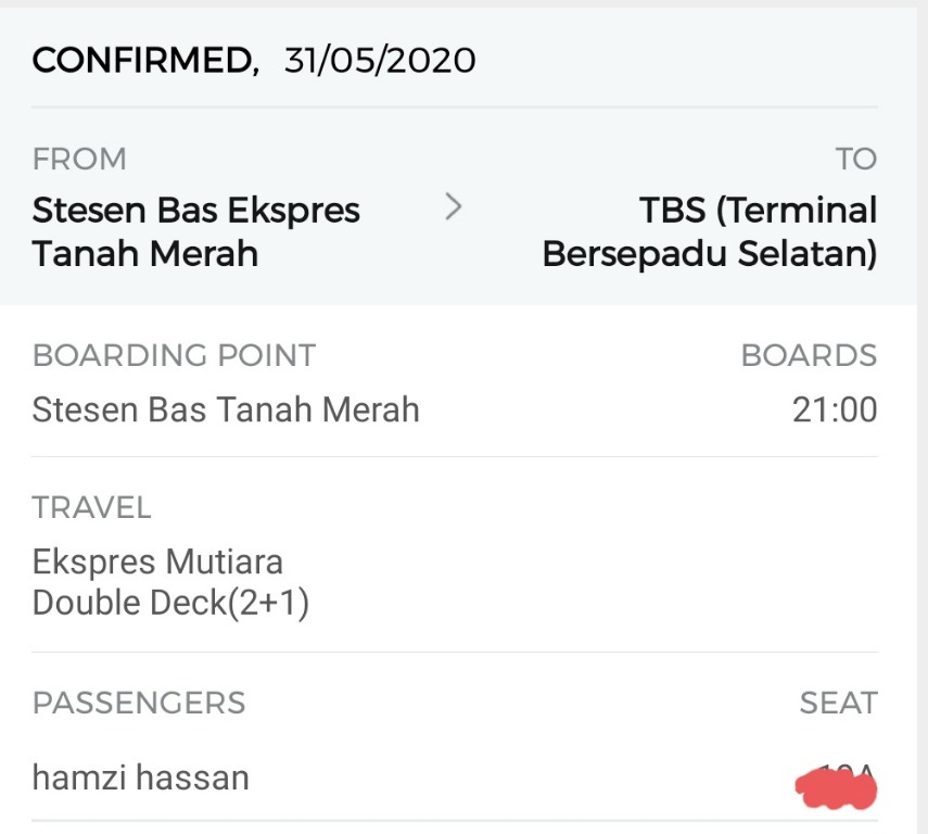Tiket Bas Mutiara Tanah Merah Ke Tbs Kl Tickets Vouchers Event Tickets On Carousell