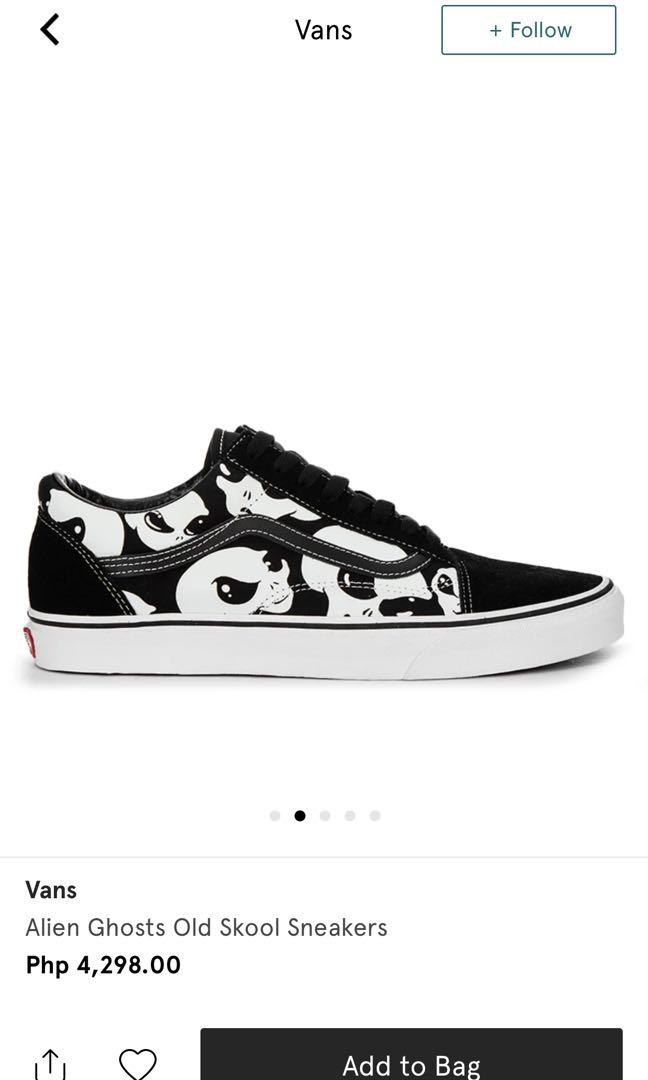 vans old skool alien ghost black & white skate shoes