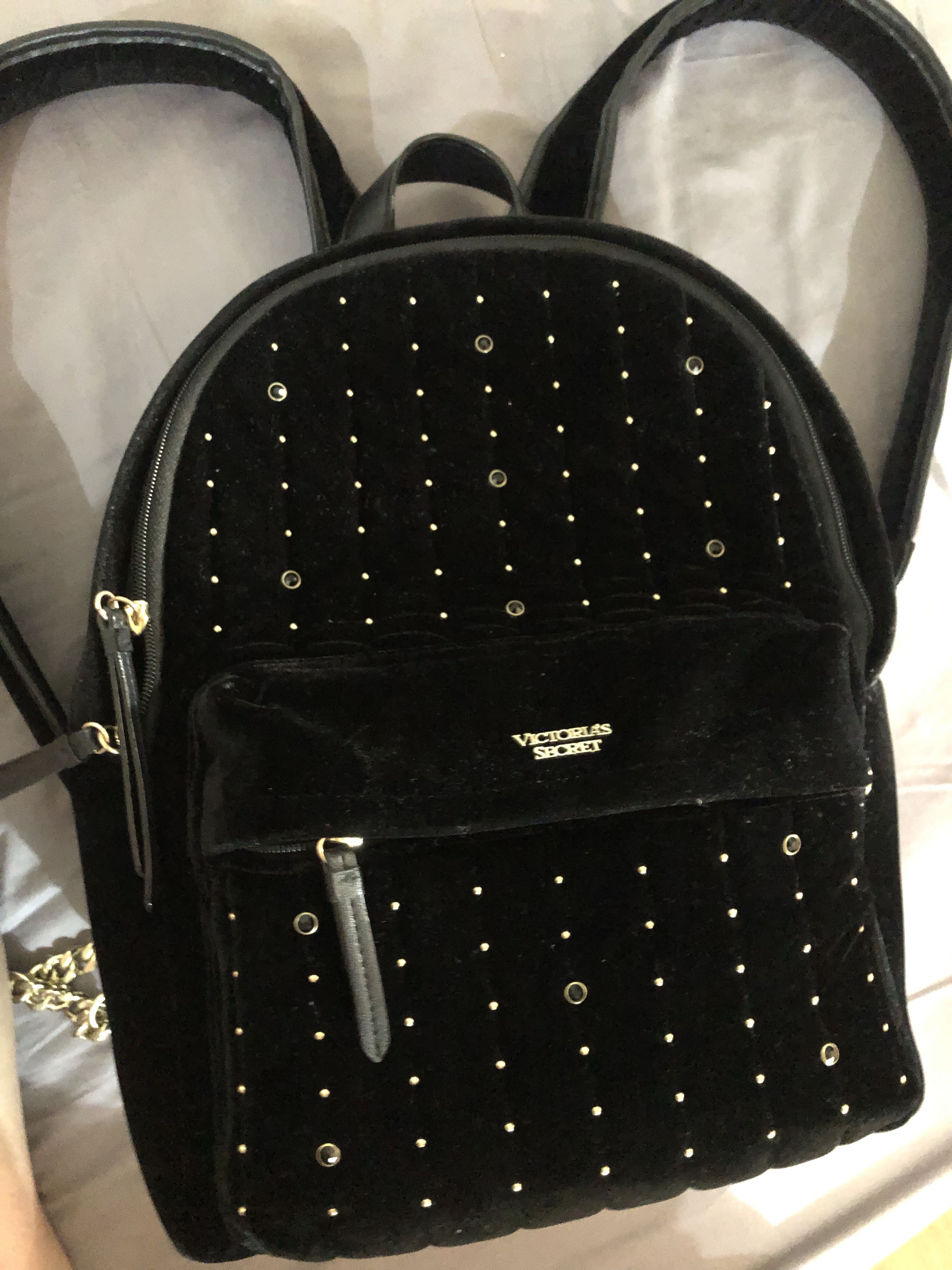 Victoria S Secret Velvet City Stud Backpack Women S Fashion Bags Wallets Cross Body Bags On Carousell