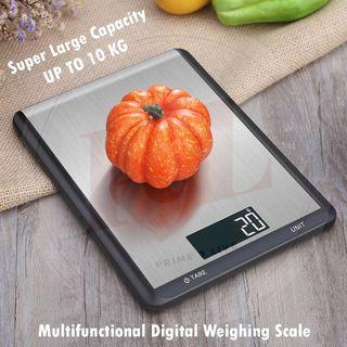 10kg Digital Kitchen Weighing Scale for Baking Cooking, Waterproof Multifunction Food Scale, Large LCD Display, Food Grade Stainless Steel, Ultra Slim Digital Kitchen Scale (Batteries Included) Brand New