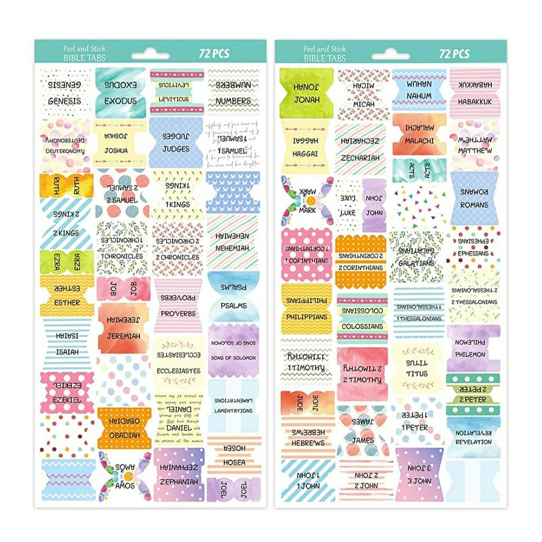 READY STOCK BN Bible Tabs Peel and Stick Colorful Unique Bible