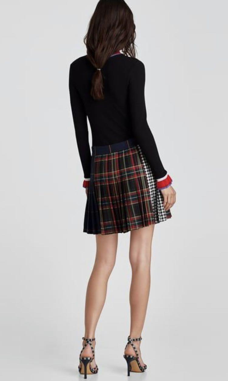 Plaid patchwork skirt zara 2025