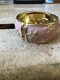 Old Rose Pink Bangle Thick Bracelet Gold Starfish design