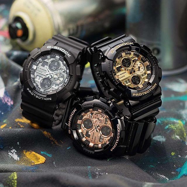 G shock glossy clearance black and gold