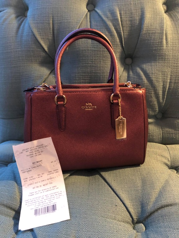 Coach Mini Surrey Carryall Metallic Wine Luxury Bags Wallets